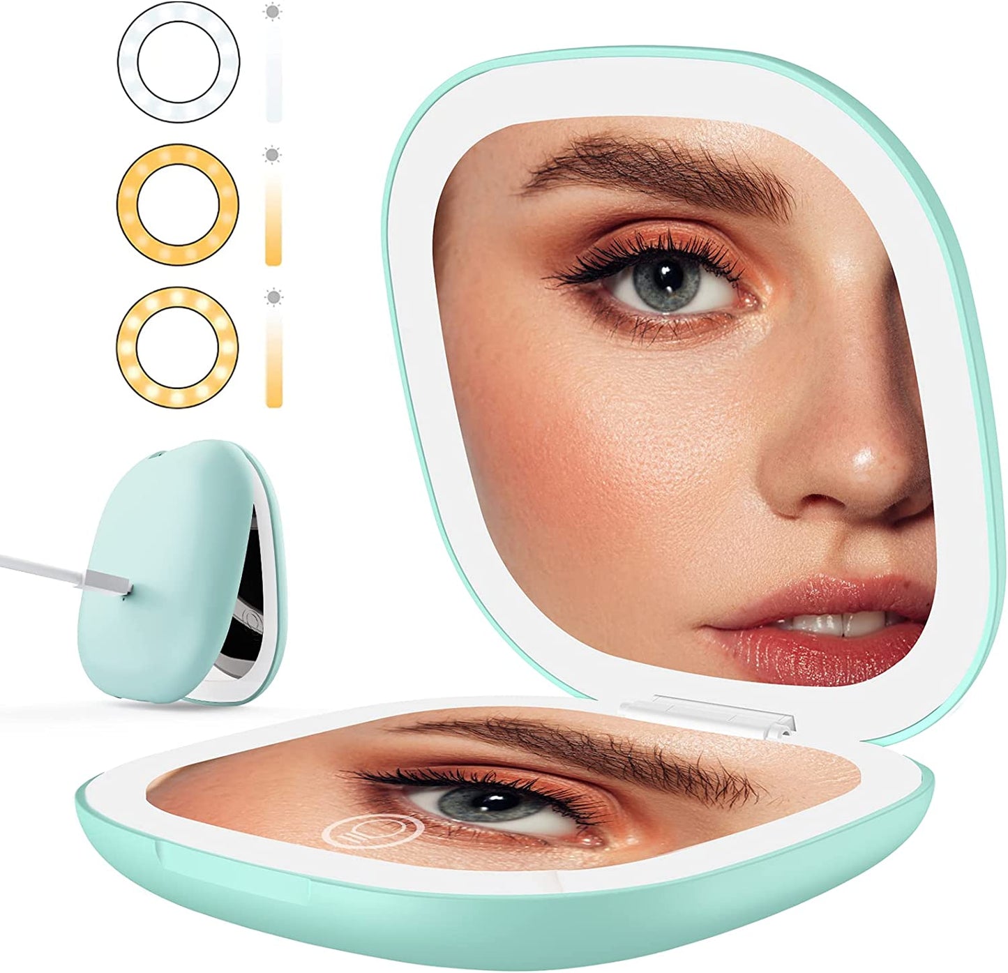 Miroir compact double face avec LED (grossissante 5X)